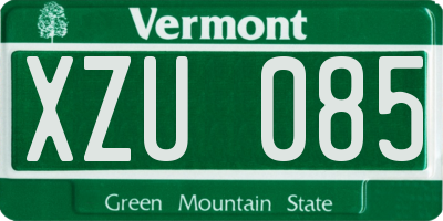 VT license plate XZU085