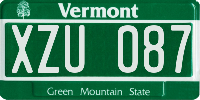 VT license plate XZU087