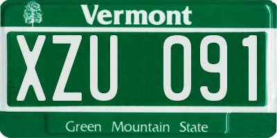VT license plate XZU091