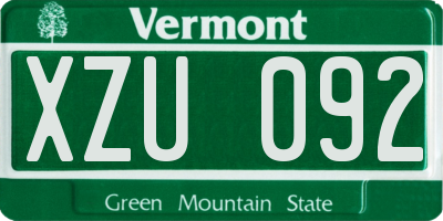 VT license plate XZU092
