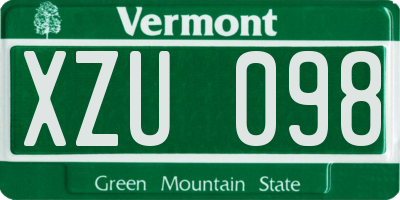 VT license plate XZU098
