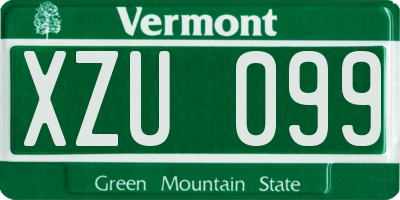 VT license plate XZU099