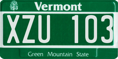 VT license plate XZU103