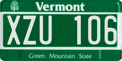 VT license plate XZU106