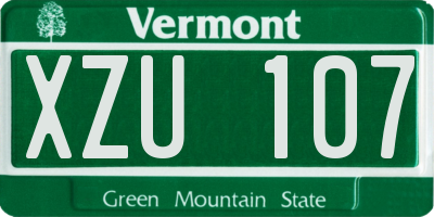 VT license plate XZU107