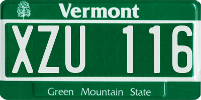 VT license plate XZU116