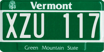 VT license plate XZU117