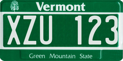 VT license plate XZU123