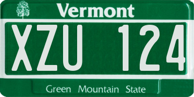 VT license plate XZU124