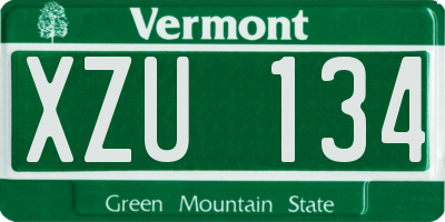 VT license plate XZU134