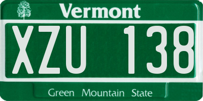 VT license plate XZU138