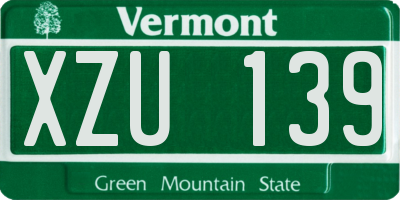 VT license plate XZU139