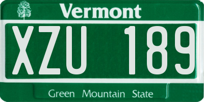 VT license plate XZU189