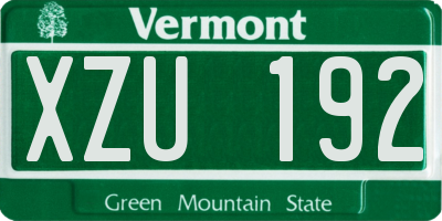 VT license plate XZU192