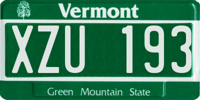 VT license plate XZU193
