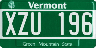 VT license plate XZU196