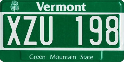 VT license plate XZU198