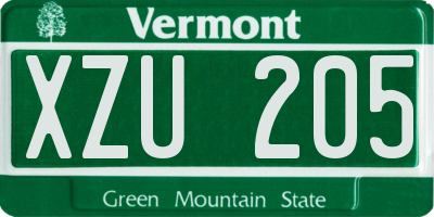 VT license plate XZU205