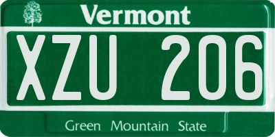 VT license plate XZU206