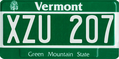 VT license plate XZU207