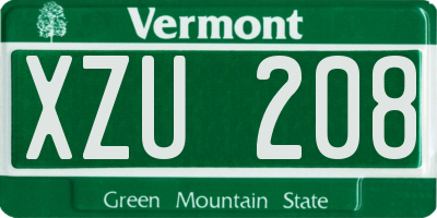 VT license plate XZU208