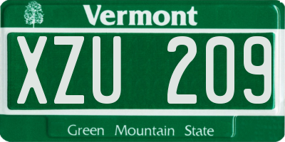 VT license plate XZU209