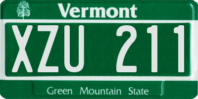 VT license plate XZU211
