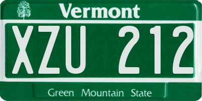 VT license plate XZU212