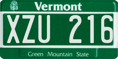 VT license plate XZU216