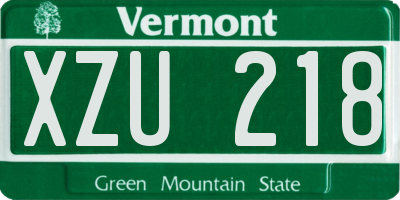 VT license plate XZU218