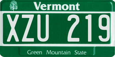 VT license plate XZU219
