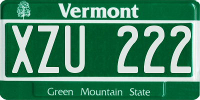 VT license plate XZU222