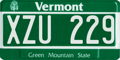 VT license plate XZU229