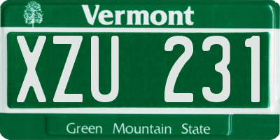 VT license plate XZU231