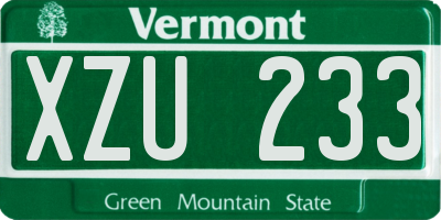 VT license plate XZU233