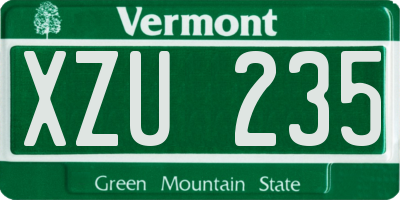 VT license plate XZU235