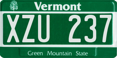 VT license plate XZU237