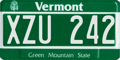 VT license plate XZU242