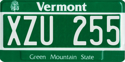 VT license plate XZU255