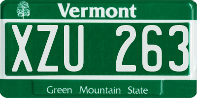 VT license plate XZU263
