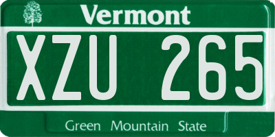 VT license plate XZU265