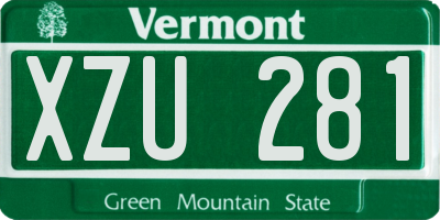 VT license plate XZU281