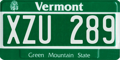 VT license plate XZU289