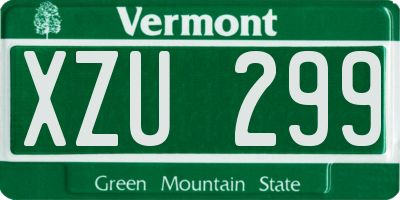 VT license plate XZU299