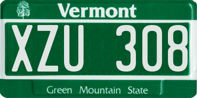VT license plate XZU308