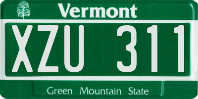 VT license plate XZU311