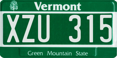 VT license plate XZU315