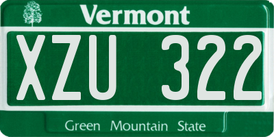 VT license plate XZU322