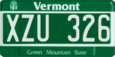 VT license plate XZU326
