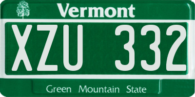 VT license plate XZU332